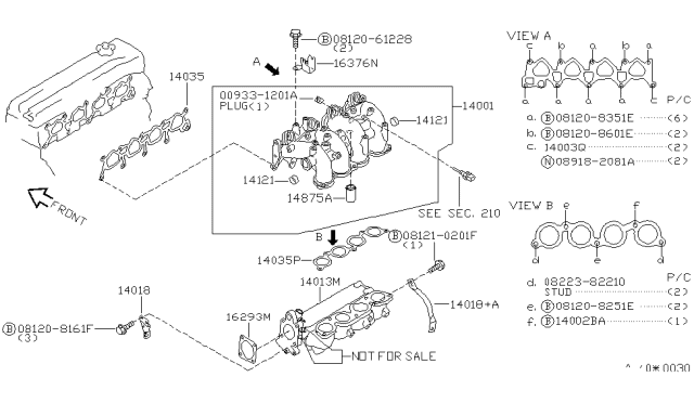 1998 Nissan Altima Support-Manifold Diagram for 14018-9E000