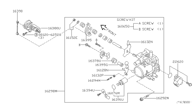 2000 Nissan Altima Throttle Chamber Assembly Diagram for 16119-9E020