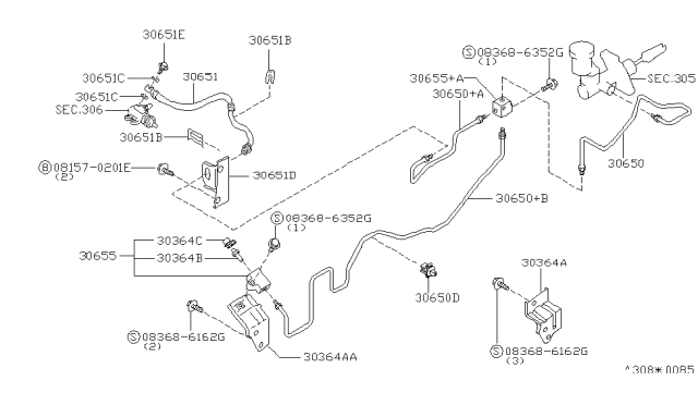 1998 Nissan Altima Tube Assy-Clutch Diagram for 30852-9E000