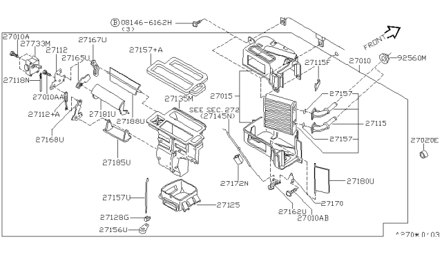 2000 Nissan Altima Mode Actuator Assembly Diagram for 27741-9E000