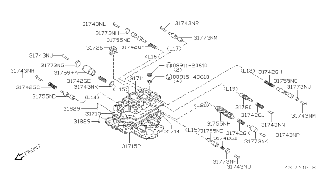 1999 Nissan Altima Plate Separator Diagram for 31715-80L01
