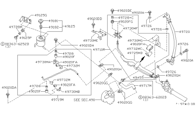 2001 Nissan Altima Hose Assy-Suction,Power Steering Diagram for 49717-0Z400