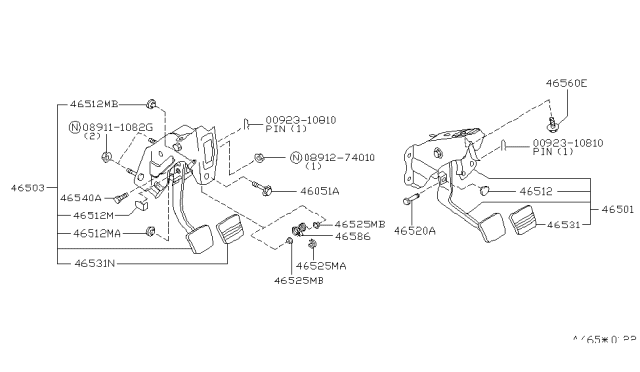 1999 Nissan Altima Clutch Pedal Diagram for 46503-1E410