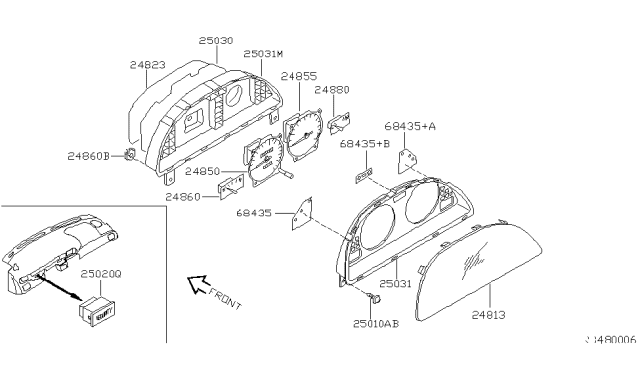 1999 Nissan Altima Speedometer Assembly Diagram for 24820-9E000