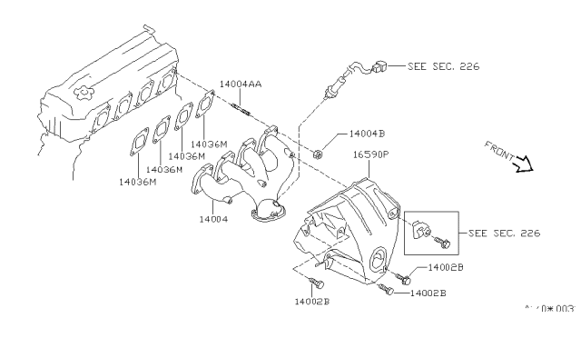 2000 Nissan Altima Exhaust Manifold Diagram for 14004-F4402