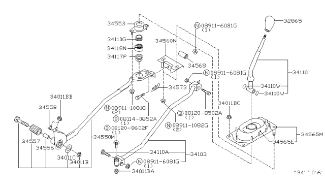 2000 Nissan Altima Transmission Control & Linkage Diagram