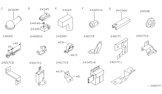 1998 Nissan Altima Bracket-Harness Clip Diagram for 24239-0Z001