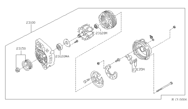 2000 Nissan Altima Alternator Compatible Diagram for 23100-9E000