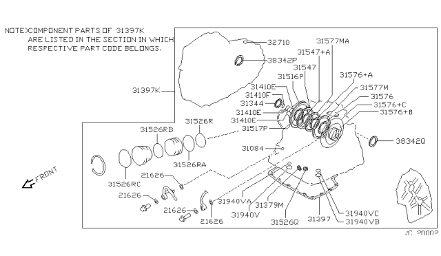 2000 Nissan Altima Gasket & Seal Kit (Automatic) Diagram