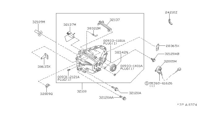 1999 Nissan Altima Transmission Case & Clutch Release Diagram 2