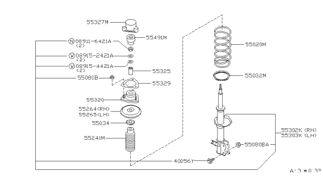 2001 Nissan Altima STRUT Kit - Rear Suspension, RH Diagram for 55302-9E125