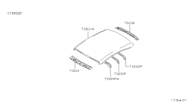 2000 Nissan Altima Roof Panel & Fitting Diagram 1