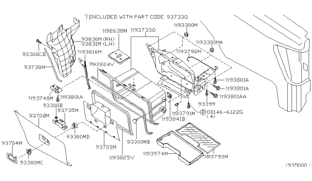 2007 Nissan Titan Lid-Storage Box Key Cylinder Diagram for 93704-7S200