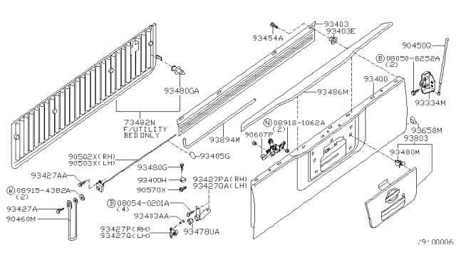 2007 Nissan Titan Ring-Rear Gate Diagram for 93478-7S200