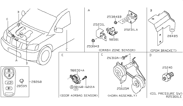 2015 Nissan Titan Sensor-Air Bag Front Center Diagram for 98581-9FF8A