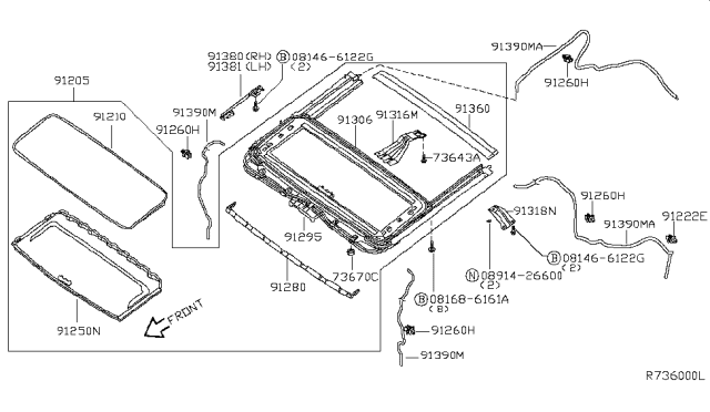 2004 Nissan Titan Sun Roof Parts Diagram 1