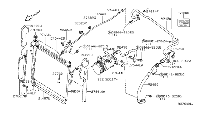 2004 Nissan Titan Condenser,Liquid Tank & Piping Diagram