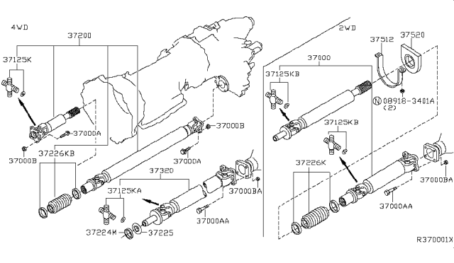 2015 Nissan Titan Shaft Assembly PROPELLER Diagram for 37000-ZV01A