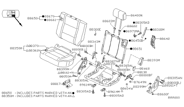 2009 Nissan Titan Trim Cushion Rear Diagram for 88370-ZR53A