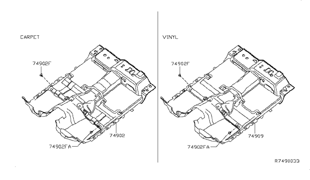 2014 Nissan Titan Cover Assembly-Vinyl Floor Diagram for 74909-ZV00A