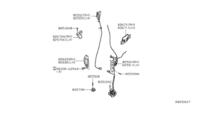 2006 Nissan Titan Rear Door Lock & Handle Diagram 3