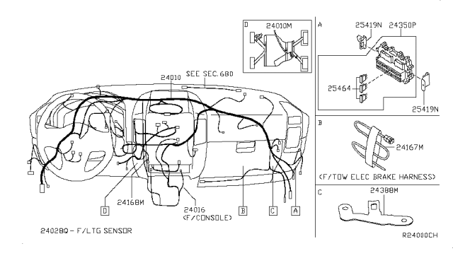 2006 Nissan Titan Harness Assembly-Main Diagram for 24010-ZH210