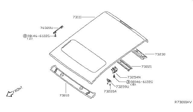 2015 Nissan Titan Roof Panel & Fitting Diagram 5