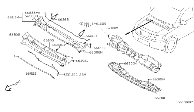 2008 Nissan Titan Cowl Top & Fitting Diagram 2