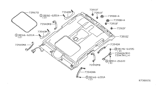 2009 Nissan Titan Roof Trimming Diagram 1