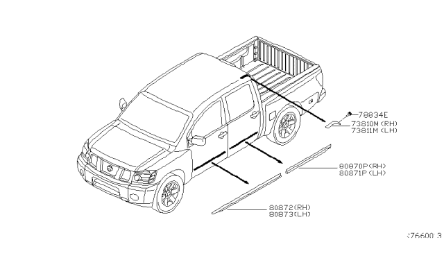 2013 Nissan Titan Body Side Molding Diagram 1