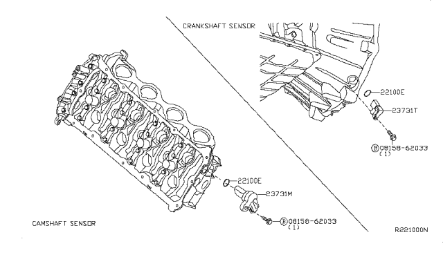 2004 Nissan Titan CAMSHAFT Position Sensor Diagram for 23731-5M006