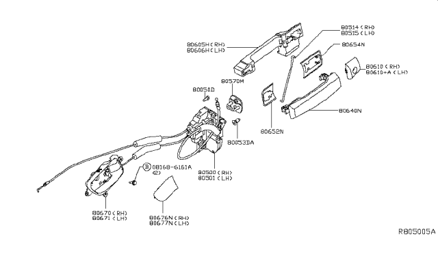 2014 Nissan Titan Front Door Lock & Handle Diagram 2