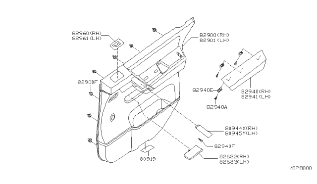 2005 Nissan Titan Rear Door Trimming Diagram 1