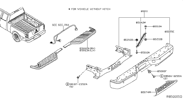 2011 Nissan Titan Brace-Rear Bumper Diagram for 85040-ZR00A