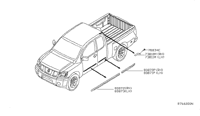 2014 Nissan Titan Body Side Molding Diagram 2