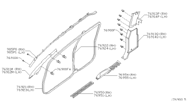 2004 Nissan Titan Body Side Trimming Diagram 4