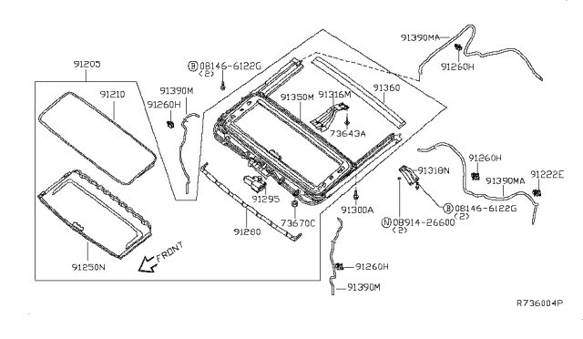 2012 Nissan Titan Sun Roof Parts Diagram 2