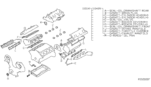 2010 Nissan Titan Engine Gasket Kit Diagram
