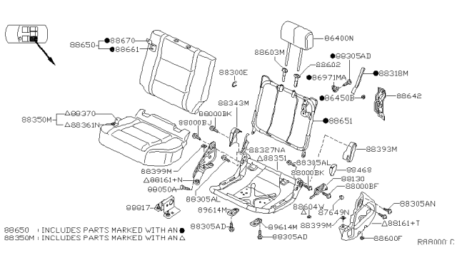 2008 Nissan Titan Trim Assembly - Rear Seat Back, LH Diagram for 88670-ZJ00A