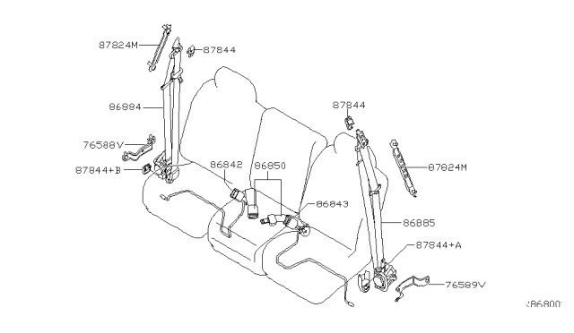 2007 Nissan Titan Tongue Belt Assembly, Pretensioner Front Left Diagram for 86885-ZR08A