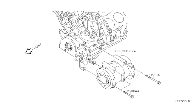 2007 Nissan Titan Compressor Mounting & Fitting Diagram