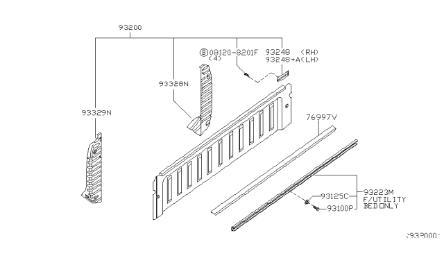 2009 Nissan Titan Reinforce - Header Panel Diagram for 93246-7S230