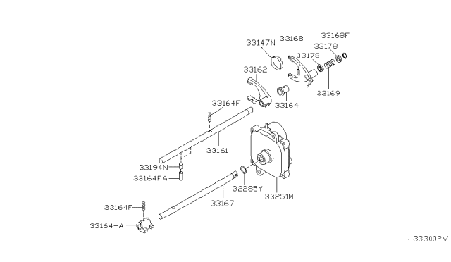 2006 Nissan Titan Transfer Shift Lever,Fork & Control Diagram 2