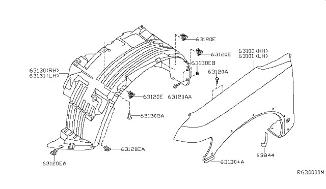 2004 Nissan Titan Front Fender & Fitting Diagram 1