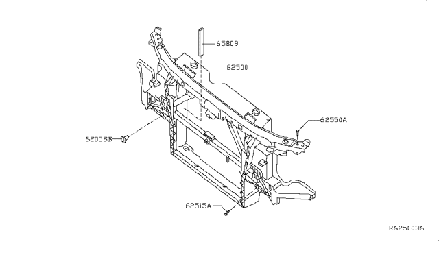 2011 Nissan Titan Support Assembly - Radiator Core Diagram for 62500-7S026