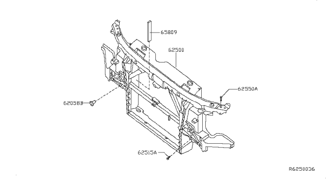 2012 Nissan Titan Front Apron & Radiator Core Support Diagram