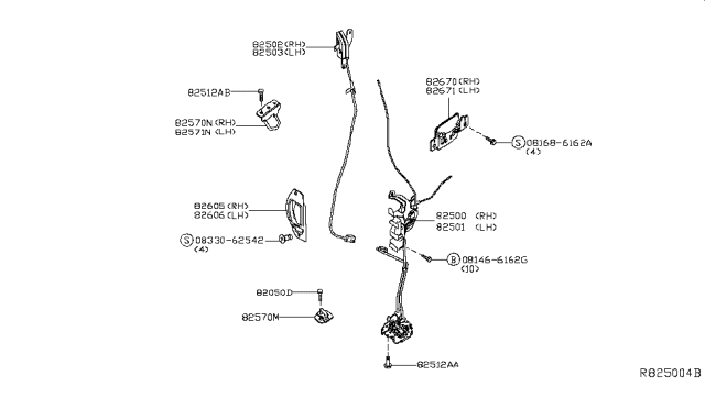 2014 Nissan Titan Rear Outside Door Handle Assembly, Left Diagram for 82607-9FM0A