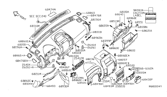 2011 Nissan Titan Lid Cluster Diagram for 68260-ZZ57A