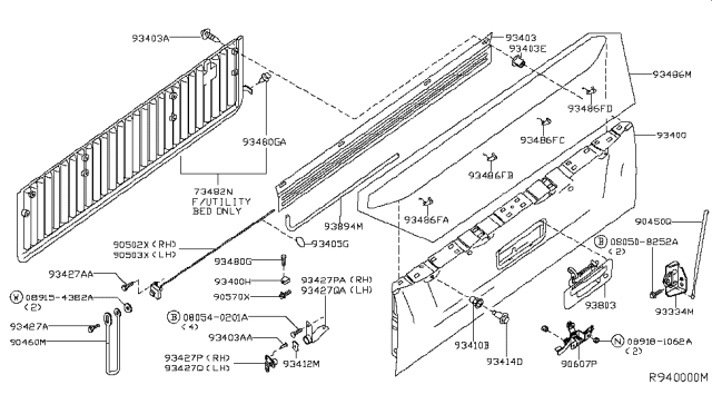 2014 Nissan Titan Rear Body Rear Gate & Fitting Diagram 2