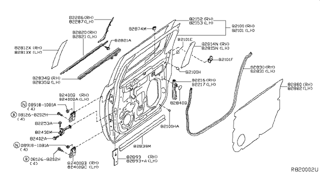 2010 Nissan Titan Rear Door Panel & Fitting Diagram 2